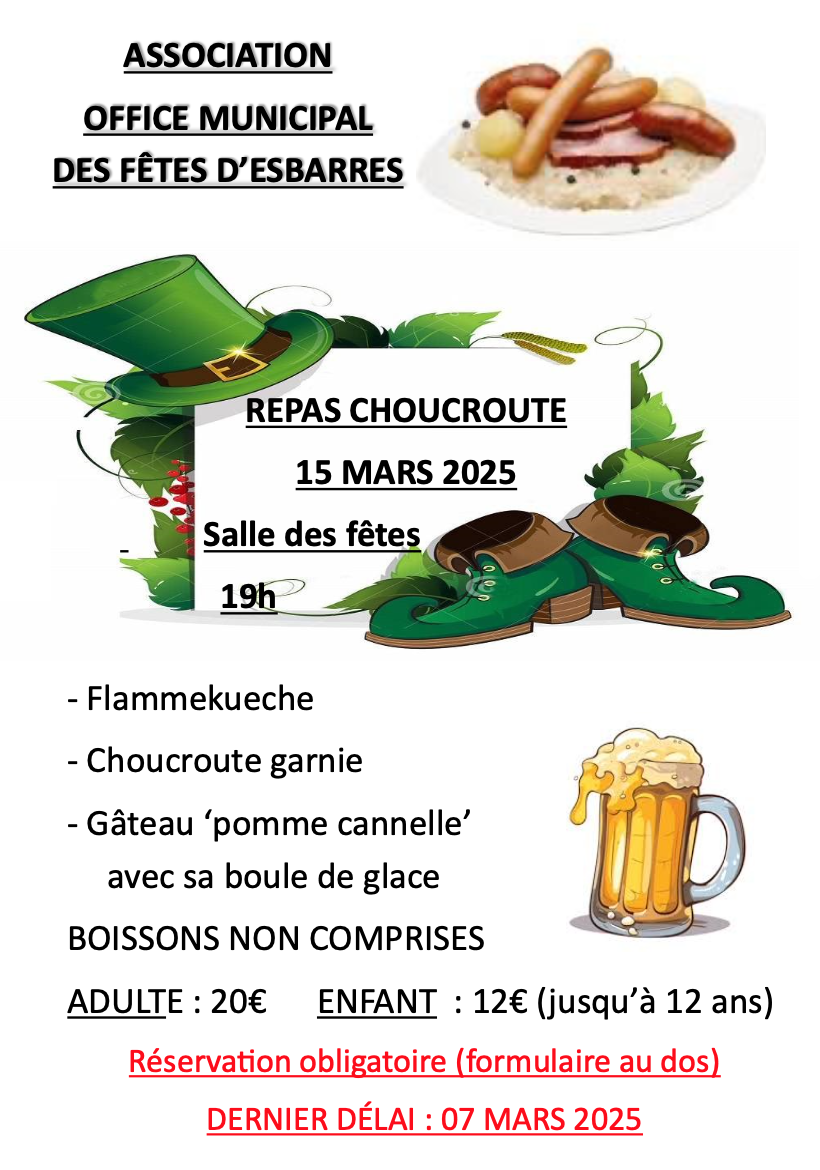 "repas chroucroute inscriptions"